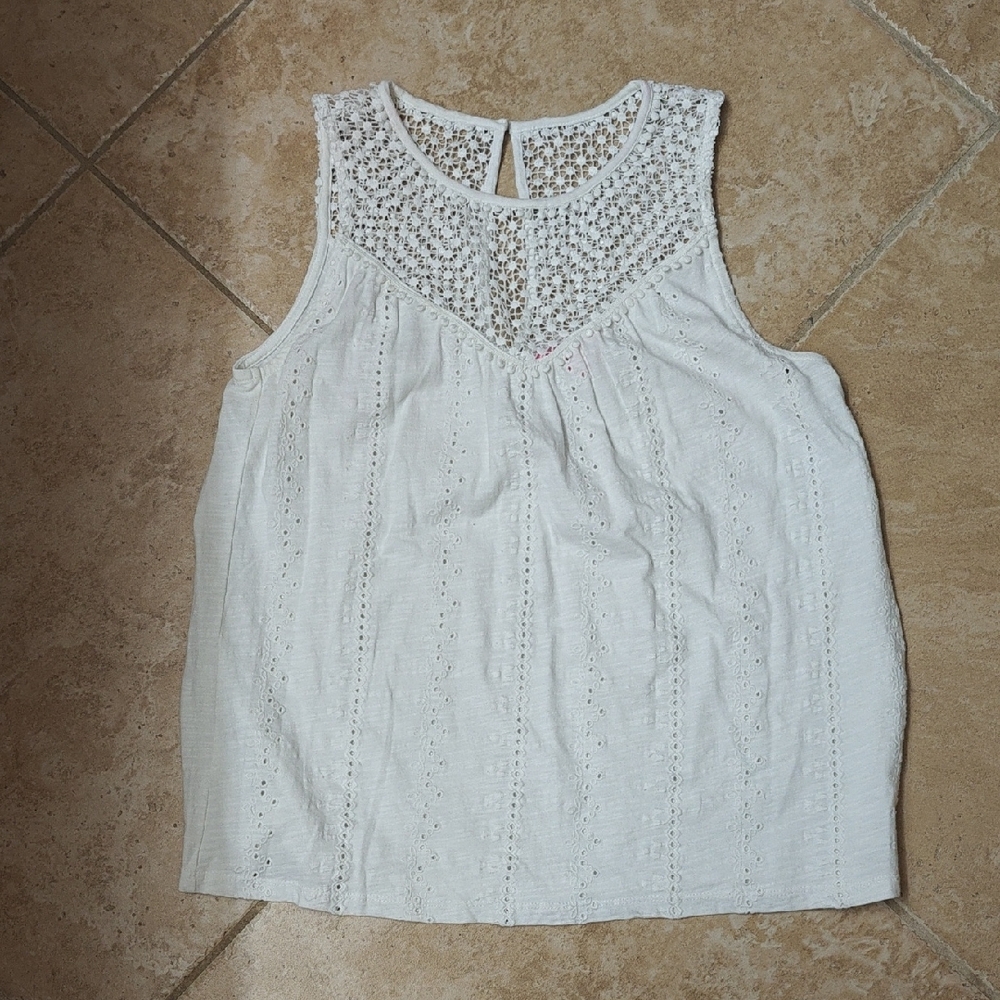 Lilly Pulitzer White Tank Top with Lace Detail